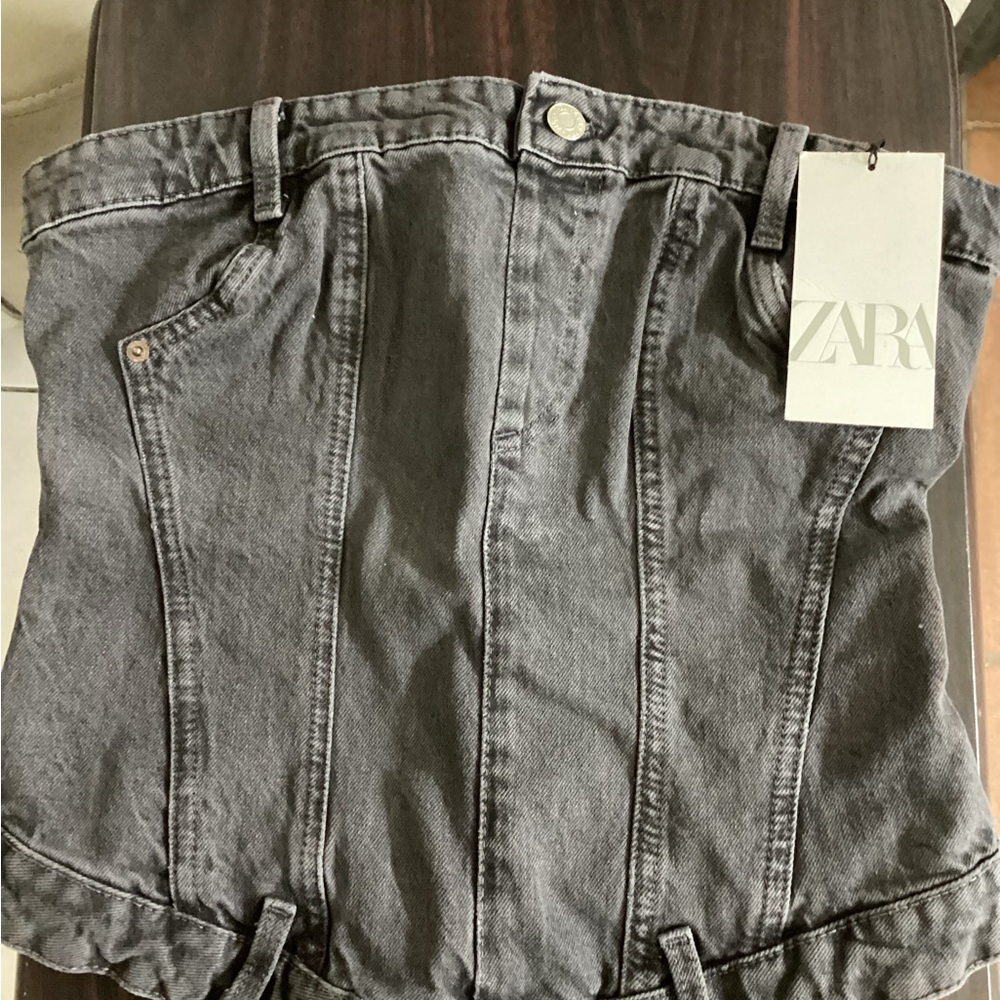 Zara Charcoal Denim Bustier